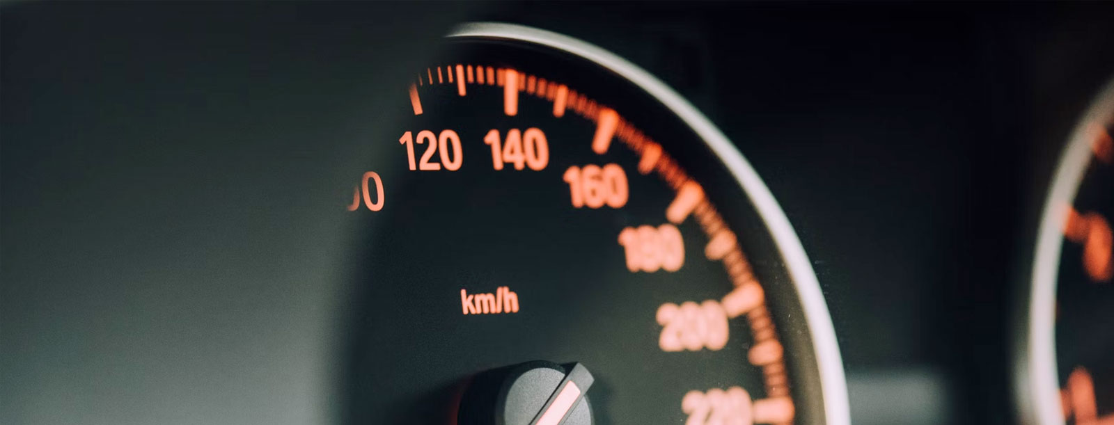 Close up of car speedometer